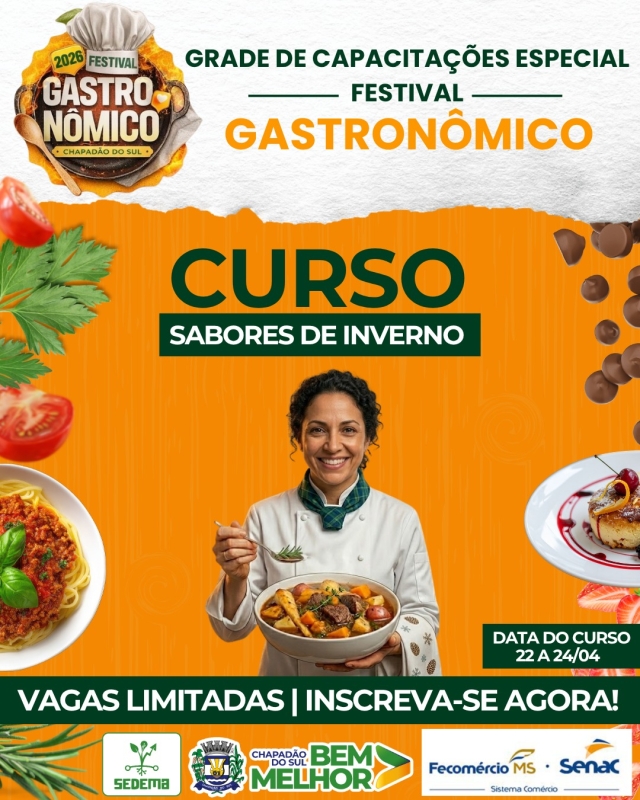 Prefeitura abre Inscrições para o curso “Sabores do Inverno: Caldos e Cremes”