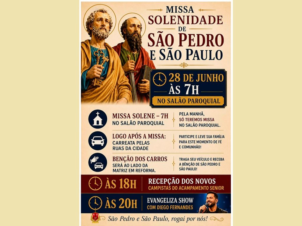Católicos de Chapadão do Sul anunciam festividades do Padroeiro São Pedro e São Paulo