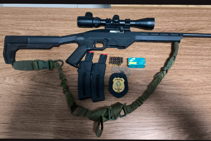 PC de Goiás encontra arma de fogo em fazenda do MS durante cumprimento de busca e apreensão por violência doméstica