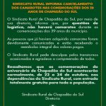 Sindicato Rural de Chapadão do Sul cancela camarotes nas comemorações do aniversário do município